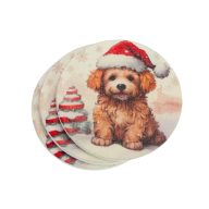 Nyomtatott fa tábla - Karácsonyi mini kutyus 3db/csomag – kreatív dekorációhoz