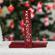 Karácsony feliratos biléta 4db/csom - Piros – ajándékcímkének, koszorúhoz
