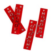 HOHOHO feliratos biléta 4db/csomag - piros – ajándékcímkének, koszorúhoz