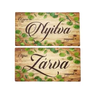 Nyomtatott fa tábla - Zárva-Nyitva - 2 oldalas 24,3x13cm – húsvéti dekorációhoz