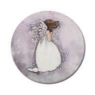 Nyomtatott fa tábla koszorú közép - Angyalkás csillagos 11,8cm – karácsonyi dekorációhoz