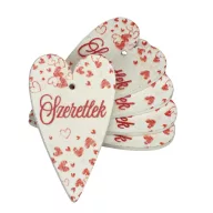 Nyomtatott fa tábla - Szeretlek szív 6cm fehér 5db – anyák napi dekorációhoz