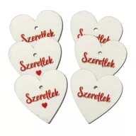 Nyomtatott fa tábla - Szeretlek szív 4cm 6db – anyák napi dekorációhoz