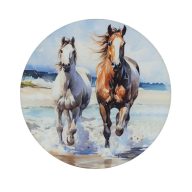 Nyomtatott fa tábla koszorú közép - Lovak tengerparton 11,8 – kreatív dekorációhoz