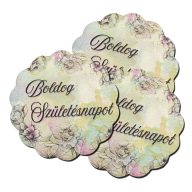 Nyomtatott fa tábla - Virágos tábla - B. születésnapot 3db/csomag – kreatív dekorációhoz