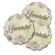 Nyomtatott fa tábla - Virágos tábla - Szeretettel 3db/csom – ballagási ajándékokhoz