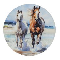 Nyomtatott fa tábla koszorú közép - Lovak tengerparton 14,8 – kreatív dekorációhoz