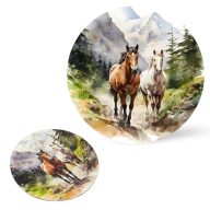 Nyomtatott fa tábla koszorú közép - Lovak hegyekben 11,8 – kreatív dekorációhoz