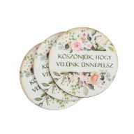 Nyomtatott dekorkarton - Köszönjük, hogy velünk ünnepelsz 2 soros 3db – esküvői dekorációhoz