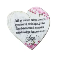 Nyomtatott dekorkarton - Anyu! idézet szív tábla 3db – anyák napi dekorációhoz