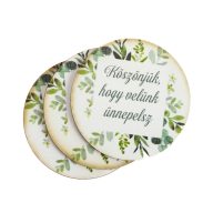 Nyomtatott dekorkarton - Köszönjük, hogy velünk ünnepelsz 3 soros 3db – esküvői dekorációhoz