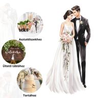 Nyomtatott dekorkarton - Házaspár tábla 1db/cs – esküvői dekorációhoz