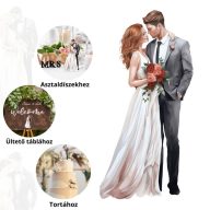 Nyomtatott dekorkarton - Házaspár tábla 1db/cs – esküvői dekorációhoz #6711