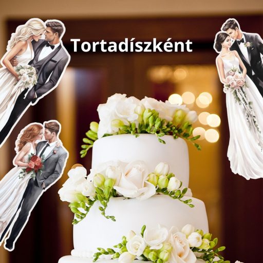 Nyomtatott dekorkarton - Házaspár tábla 1db/cs – esküvői dekorációhoz #6711