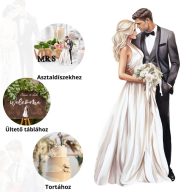 Nyomtatott dekorkarton - Házaspár tábla 1db/cs – esküvői dekorációhoz #6712