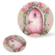 Nyomtatott fa tábla koszorú közép - Tündérajtó rózsaszín 14,8 – kreatív dekorációhoz