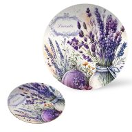 Nyomtatott fa tábla koszorú közép - Levendulás 11,8 – kreatív dekorációhoz