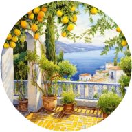 Nyomtatott fa tábla koszorú közép - Capri 11,8cm – húsvéti dekorációhoz