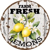 Nyomtatott fa tábla koszorú közép - Farm fresh... 11,8cm – húsvéti dekorációhoz