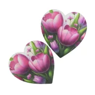 Nyomtatott fa tábla - Tulipános szív 10cm 2db/csomag – húsvéti dekorációhoz