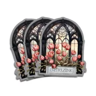 Nyomtatott dekorkarton - Emlékezünk tulipános ablak 3db/cs – kegyeleti dekorációhoz