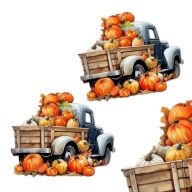 Nyomtatott dekorkarton - Autó tökökkel 2db/csomag – őszi dekorációhoz