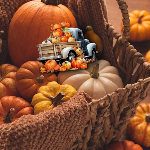 Nyomtatott dekorkarton - Autó tökökkel 2db/csomag – őszi dekorációhoz