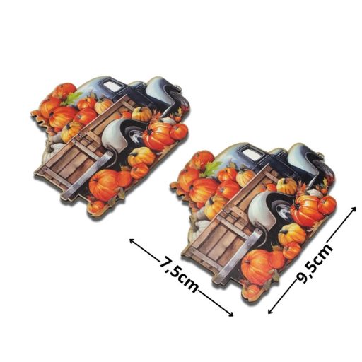 Nyomtatott dekorkarton - Autó tökökkel 2db/csomag – őszi dekorációhoz