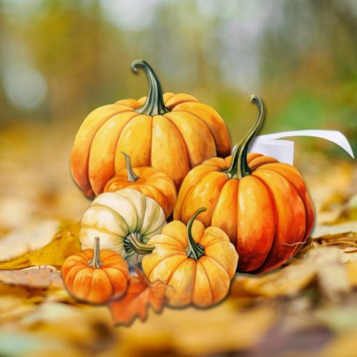 Nyomtatott dekorkarton - Tökök halomban 2db/csomag – őszi dekorációhoz