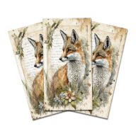 Nyomtatott dekorkarton - Vintage rókás tábla 3db/csomag – kreatív dekorációhoz