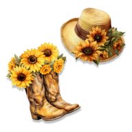 Nyomtatott dekorkarton - Napraforgós szett 2db/csomag – őszi dekorációhoz