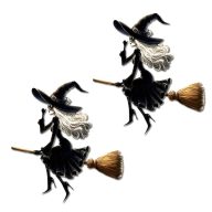 Nyomtatott dekorkarton - Boszilány seprűn 2db – őszi dekorációhoz