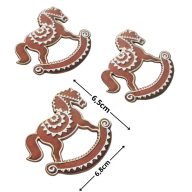 Nyomtatott dekorkarton - Mézeskalács hintaló 3db/csomag – karácsonyi dekorációhoz