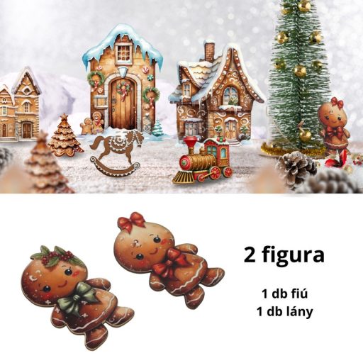 Nyomtatott dekorkarton - Mézi pár 2db/csomag – karácsonyi dekorációhoz