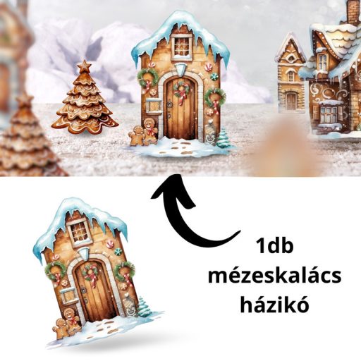 Nyomtatott dekorkarton - Mézeskalács ajtó - mézikkel – karácsonyi dekorációhoz