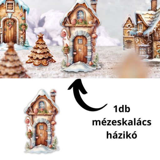 Nyomtatott dekorkarton - Mézeskalács ajtó - cukorkás – karácsonyi dekorációhoz