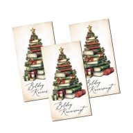 Nyomtatott dekorkarton - Boldog karácsonyt könyv fenyő 3db/csomag – karácsonyi dekorációhoz