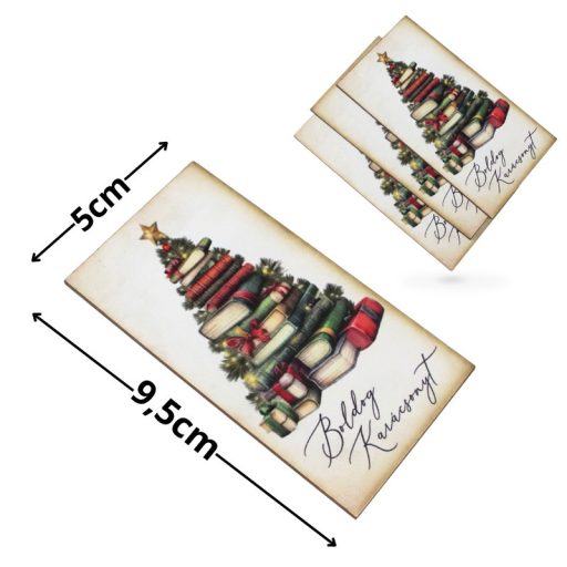 Nyomtatott dekorkarton - Boldog karácsonyt könyv fenyő 3db/csomag – karácsonyi dekorációhoz