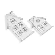 Natúr fa - Házikó szett 2db/cs fehér-ezüst – karácsonyi dekorációhoz