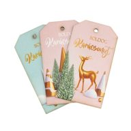 Nyomtatott dekorkarton - Pasztell-arany Boldog karácsonyt biléta 3db/csomag – ajándékcímkének, koszorúhoz