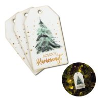 Nyomtatott dekorkarton - Boldog karácsonyt zöld fenyő táblák 3db/cs – karácsonyi dekorációhoz