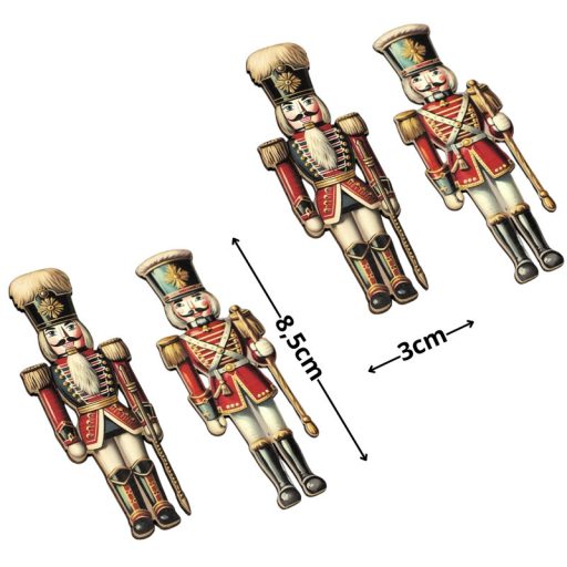Nyomtatott dekorkarton - Diótörő 8,5cm 4db/cs – karácsonyi dekorációhoz