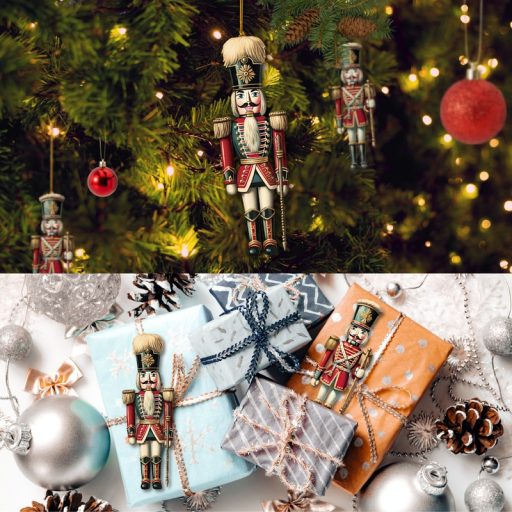 Nyomtatott dekorkarton - Diótörő 8,5cm 4db/cs – karácsonyi dekorációhoz