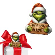 Nyomtatott dekorkarton - Grincs tábla - Boldog akármit 2db/csomag – karácsonyi dekorációhoz