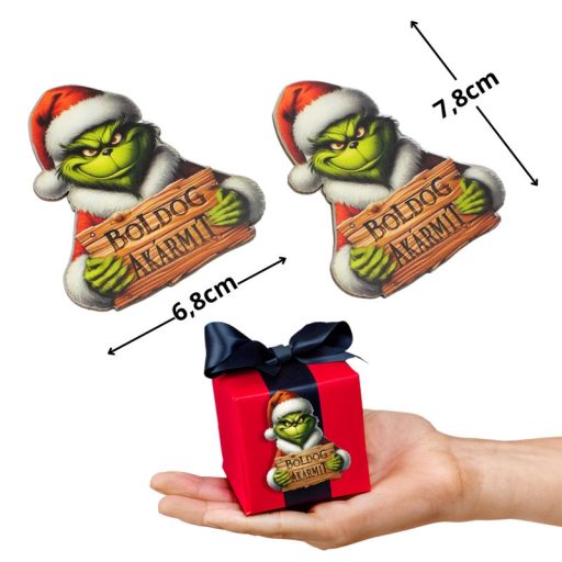 Nyomtatott dekorkarton - Grincs tábla - Boldog akármit 2db/csomag – karácsonyi dekorációhoz