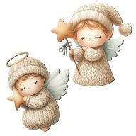 Nyomtatott dekorkarton - Angyalkák 2db/cs – karácsonyi dekorációhoz