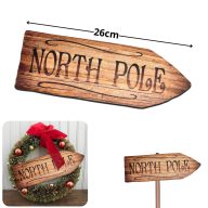 Nyomtatott dekorkarton - North Pole útjelző 26cm – karácsonyi dekorációhoz