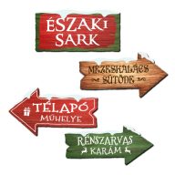 Nyomtatott dekorkarton - Északi Sark útjelzők 4db/szett – karácsonyi dekorációhoz