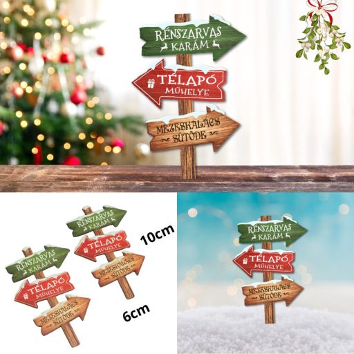 Nyomtatott dekorkarton - Karácsonyi útjelző tábla 2db – karácsonyi dekorációhoz