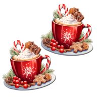 Nyomtatott dekorkarton - Karácsonyi forró csoki 2db – karácsonyi dekorációhoz